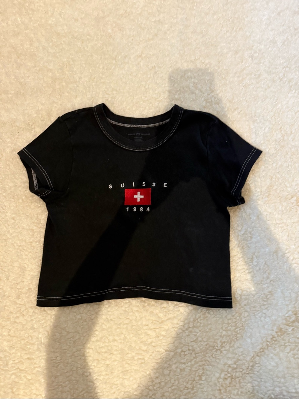 Suisse 1984 Black Brandy Melville baby tee.